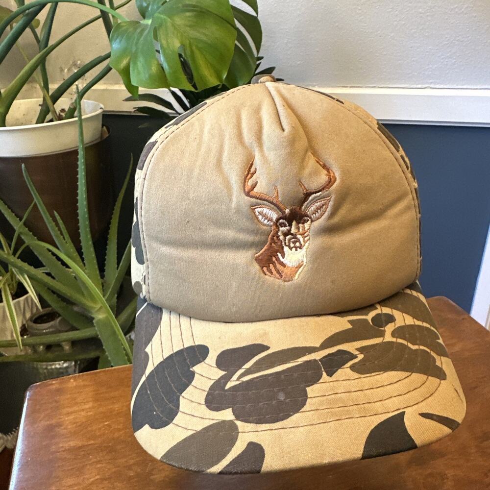 Vintage Winchester Camo Deer Buck Hat Snapback Embroidered Hunter Foam